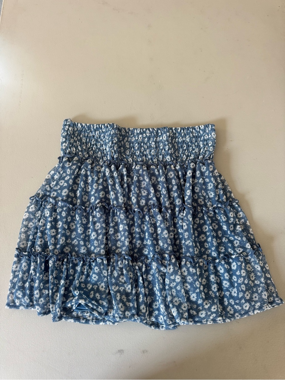 American Eagle Outfitters Blue Floral Tiered Mini Skirt